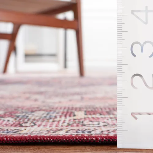 Miniatura 2 de SAFAVIEH Tucson Collection - Alfombra lavable de 2 pies 6 x 8 pies, color beige y rosa, antideslizante, ideal para zonas de alto tráfico en sala