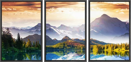 Miniatura 63 de wall26 Lienzo enmarcado para pared, juego de arte rojo, verde y amarillo, bosque de montaña otoñal, naturaleza, desierto, fotografía, realismo