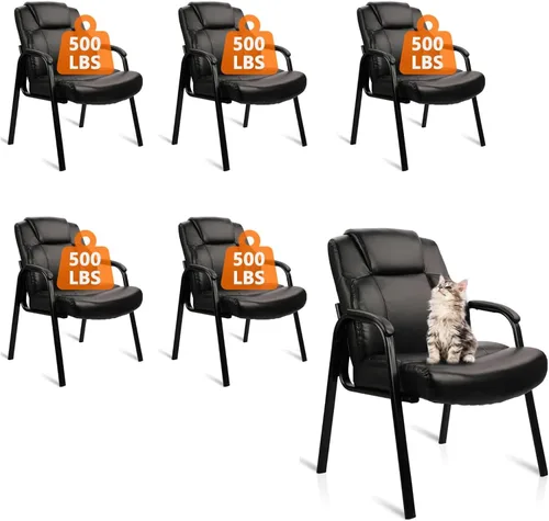 Miniatura 14 de CLATINA Juego de 2 sillas de oficina grandes y altas, sillas de recepción de cuero de 500 libras con reposabrazos acolchados unidos, silla