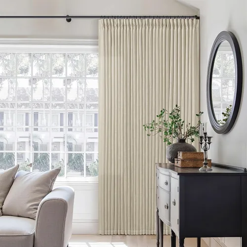 Miniatura 114 de Cortinas de lino natural con pliegues fruncidos de 120 pulgadas de largo para sala de estar, cortinas plisadas con ganchos y lengüeta trasera