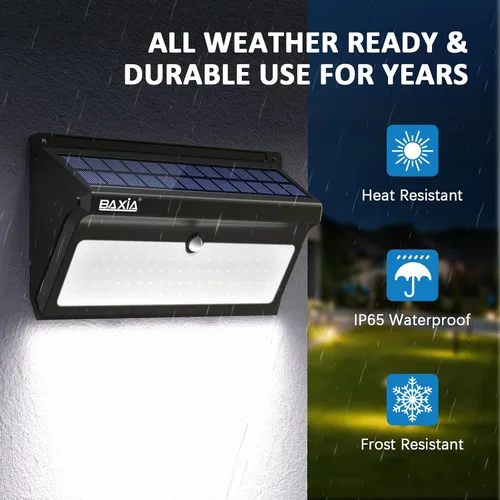 Miniatura 5 de Luces solares para exteriores, impermeables, 100 luces LED con sensor de movimiento solar con gran angular súper brillantes luces de pared
