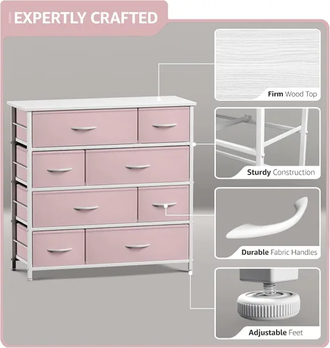 Miniatura 4 de Sorbus Cómoda con 8 cajones – Cómoda de almacenamiento de muebles para niños, adolescentes, dormitorio, guardería, sala de juegos, ropa, juguetes
