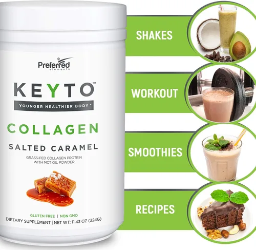 Miniatura 7 de Proteína de colágeno Keto en polvo con aceite MCT, apto para dieta cetogénica y paleo, péptidos de colágeno hidrolizados criados con pasto puro