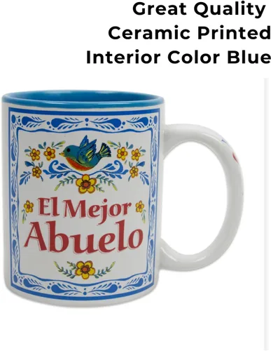 Miniatura 6 de Taza El Mejor Abuelo – Regalos únicos de Abuelo en español – Taza de cerámica duradera de 12 onzas con esmalte azul – Taza para el mejor abuelo