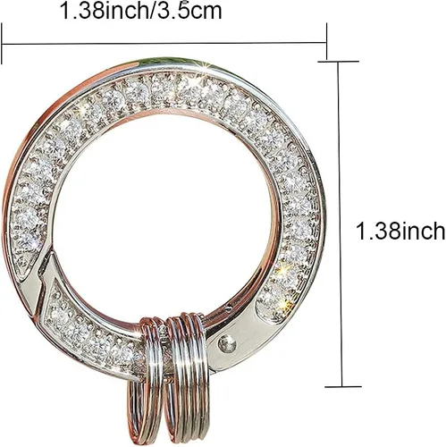 Miniatura 6 de Llaveros de cristal para mujer, con diamantes de imitación brillantes, sistema de llavero decorativo con 3 anillos de grupo, Oro, Pequeño, Bling
