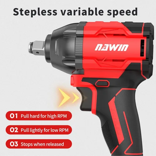 Miniatura 5 de NAWIN Llave de impacto inalámbrica, 258 pies-libras y 350 Nm, juego de enchufes de impacto de potencia de 1/2 pulgada, ajuste de múltiples