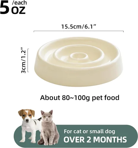 Miniatura 2 de Havniva Juego de comedero lento de cerámica para gatos, plato elevado de comida lenta para gatos de 6.1 pulgadas y cuenco de agua de 5.1 pulgadas