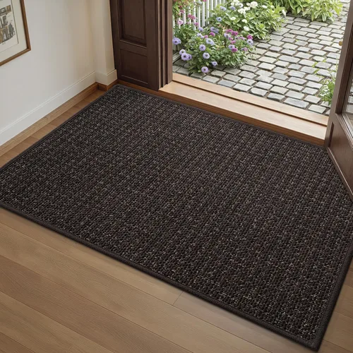 Miniatura 18 de DEXI Tapete para puerta delantera, 17 x 30 pulgadas, parte trasera de goma antideslizante, tapete de bajo perfil absorbente para la entrada