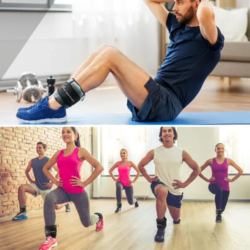 Miniatura 8 de Sportneer 20 libras/par de pesas de tobillo ajustables para mujeres y hombres, peso de pierna modularizado para yoga, caminar, correr, aeróbicos