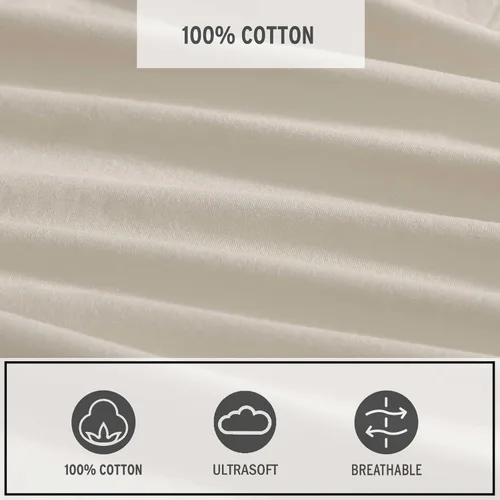 Miniatura 6 de Eddie Bauer - Juego de sábanas individuales, juego de ropa de cama de percal lavado con bolsillos profundos, súper suave, 100% algodón de lujo