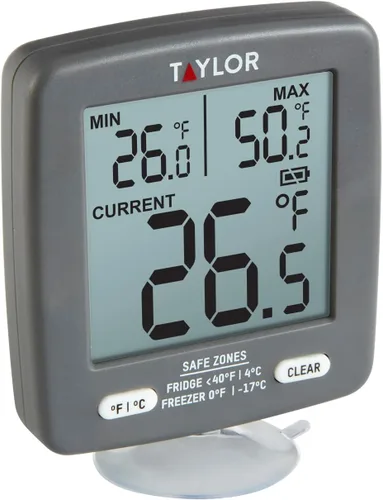 Miniatura 4 de Taylor Pantalla LCD Digital Cocina Refrigerador/Congelador Termómetro de Cocina Min/Max en exhibición, pantalla de 2 pulgadas, gris, 1 unidad