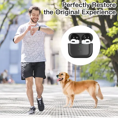 Miniatura 7 de Funda de carga inalámbrica de repuesto compatible con AirPod de 3ª generación, funda de cargador Air Pod 3 con botón de sincronización de Negro