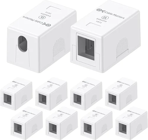 Cable Matters Caja de montaje en superficie con conector Keystone de 1 puerto con certificación UL, color blanco