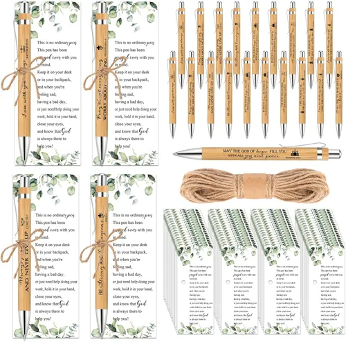 Miniatura 7 de Tenceur 50 juegos de regalos cristianos para el Día del Padre, bolígrafos de bambú con versículos bíblicos a granel y marcadores inspiradores
