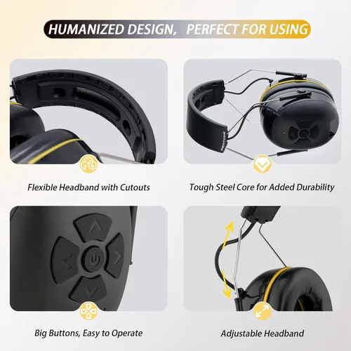 Miniatura 2 de (Orejeras E6850 Bluetooth de protección auditiva mejoradas con micrófono integrado, altavoces de alta fidelidad, tiempo de reproducción de más