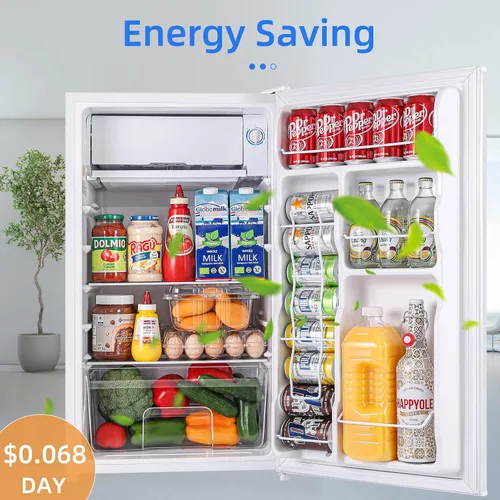 Miniatura 3 de BANGSON Mini refrigerador con congelador, 3.2 pies cúbicos, refrigerador pequeño de una sola puerta, eficiente en energía, bajo ruido, refrigerador