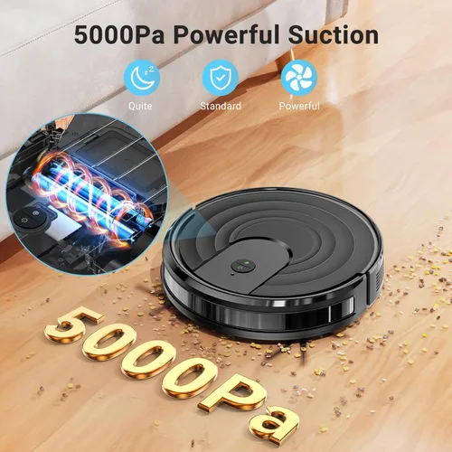 Miniatura 2 de MBYULO Robot Aspirador y Fregona, Robot Aspirador y Fregona 5KPa 650mL 2 en 1 Robot Aspirador y Fregona con Programación WiFi/Alexa/App Robot