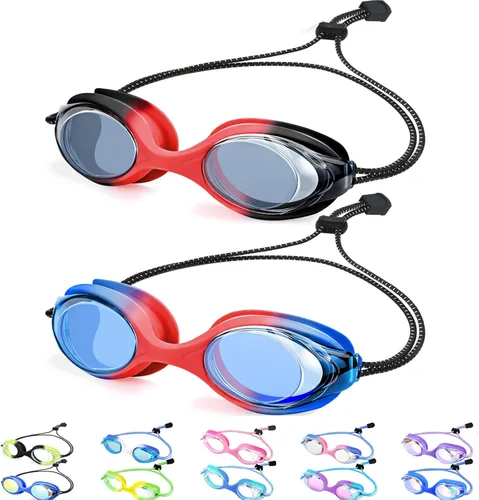 Miniatura 14 de Vvinca Gafas de natación para niños con correa elástica, sin fugas, antivaho, gafas para niños pequeños con ajuste rápido, edades 3-14 02-rosa