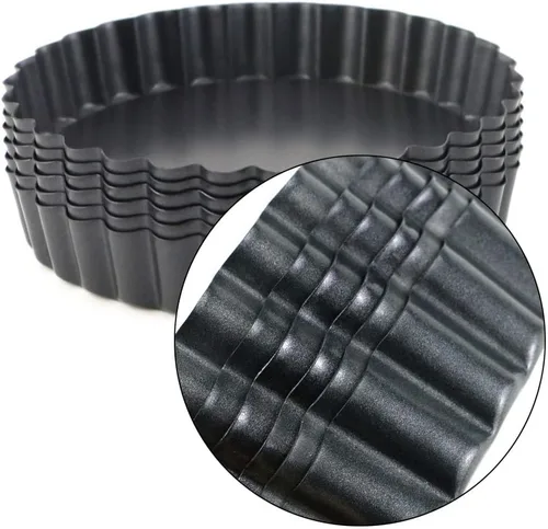 Miniatura 6 de Paquete de 6 mini sartenes para tartas de 5 pulgadas con parte inferior extraíble, antiadherentes redondas, lados estriados resistentes
