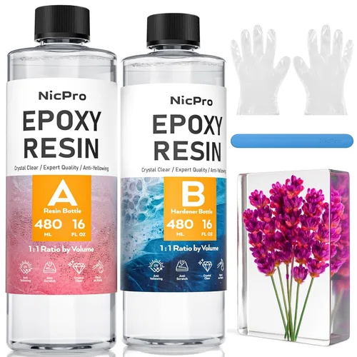 Miniatura 9 de Nicpro Kit de resina epoxi transparente de 1 galón/128 onzas, suministros de resina sin burbujas y alto brillo para revestimiento de arte