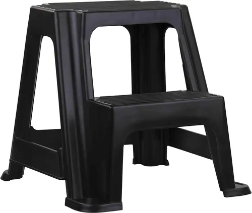 Home Basics Taburete de 2 escaleras, soporta hasta 250 libras, resistente, ligero, de goma antideslizante, taburete seguro para adultos y niños,