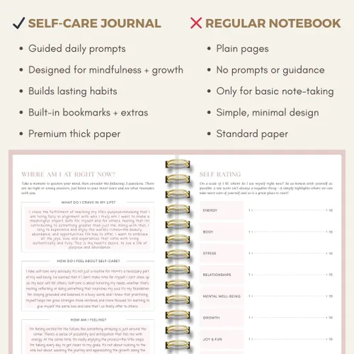 Miniatura 6 de Diario diario de cuidado personal para mujeres, A5, diario de bienestar con indicaciones, diario de objetivos de regalo para mujeres para felicidad