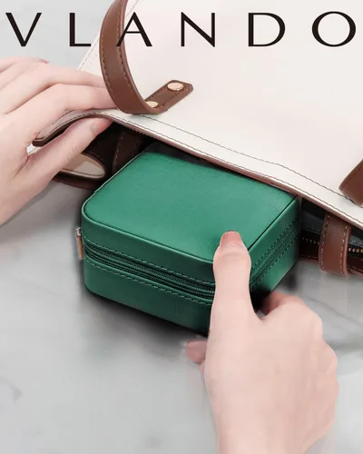 Miniatura 16 de Vlando Regalos de boda – Organizador de viaje de joyería pequeña de piel sintética, estuche de viaje para anillo, mini joyero para aretes, collar