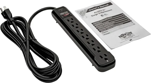 Miniatura 4 de Tripp Lite Regleta de protección contra sobretensiones de 7 tomas, cable extralargo de 12 pies, negro y seguro de 25,000 dólares (TLP712B)