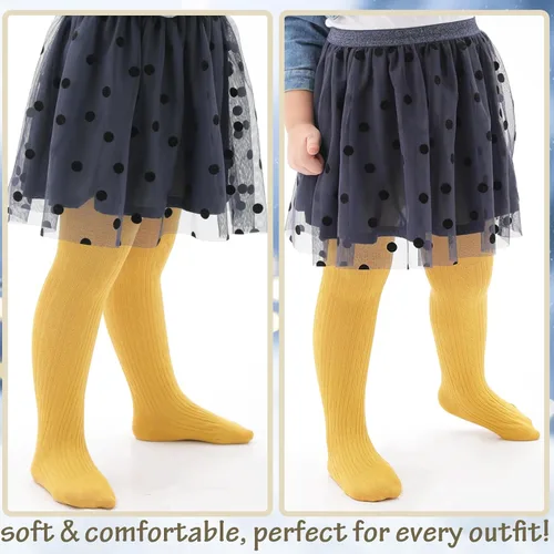 Miniatura 5 de Mini angel Mallas de punto trenzado para bebé niña, medias de algodón sin costuras, medias cálidas de invierno, paquete de 345