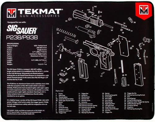 Miniatura 5 de TekMat Ultra - Alfombrilla para pistola de 20 x 15 pulgadas, tapete de limpieza y mantenimiento de pistolas con base de goma antideslizante