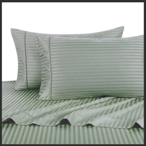 Miniatura 6 de Royal Hotel Bedding Funda de edredón de 300 hilos, 3 piezas, color dorado a rayas, 100% algodón