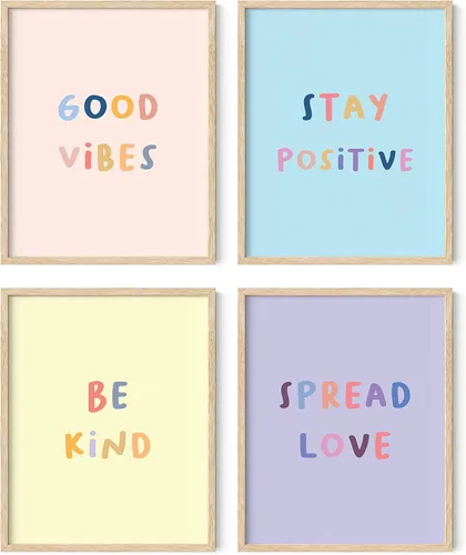 HAUS AND HUES Citas inspiradoras para niños (marco beige, positividad, 8L x 10W)