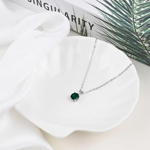 Miniatura 31 de 8mm Round Cubic Zirconia Sterling Silver Necklace Dainty Necklace Birthstone Jewelry Pendant Necklaces for Women