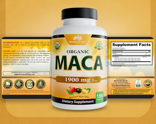 Miniatura 9 de Cápsulas veganas de maca orgánicas negro, rojo, amarillo, 0,003 oz por cápsula, 150 cápsulas, 100 % puro y natural sin OMG, energizante natural
