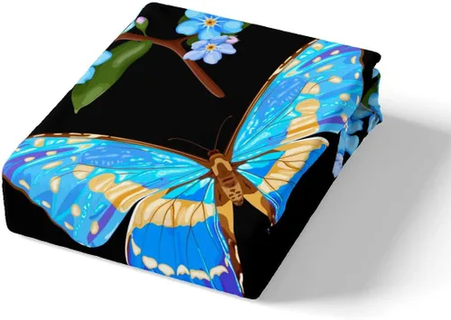 Miniatura 4 de Erosebridal Juego de ropa de cama con diseño de mariposas y flores azules, tamaño individual, funda de edredón floral de acuarela para niños