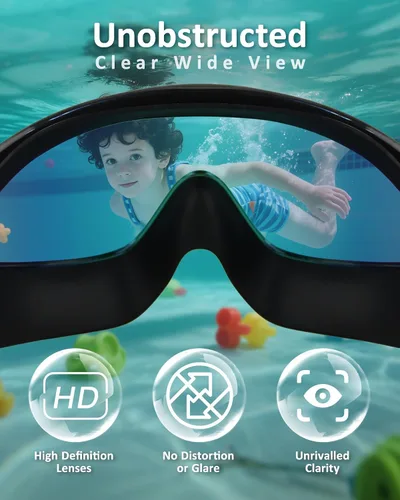 Miniatura 4 de Gafas de natación para niños, antivaho, protección UV y amplia vista & gorro de natación para niños de 3 a 15 años, niños y niñas, bebés