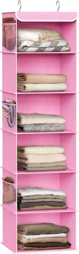 Simple Houseware - Organizador colgante para clóset de 6 estantes, Rosa