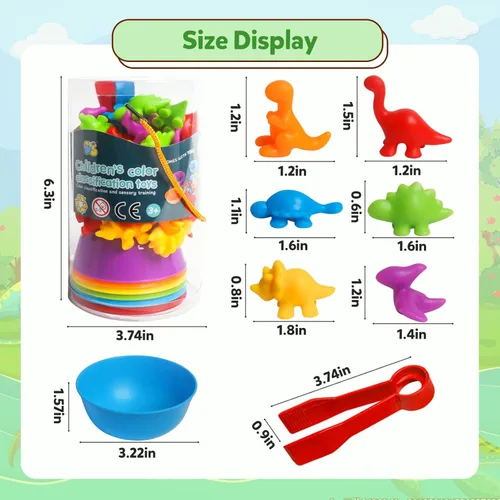 Miniatura 2 de Juguetes de contar dinosaurios, juegos a juego con cuencos de clasificación para niños pequeños, actividades de aprendizaje preescolar
