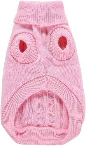 Miniatura 5 de Suéter para perro, cálido y suave, mediano (pecho 16-18 pulgadas), rosa, cuello alto clásico, lavable a máquina, invierno, unisex, sólido