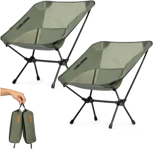 Miniatura 11 de CAMEL CROWN Silla de camping resistente para mochileros, silla plegable ultraligera con bolsa de transporte, portátil compacta para exteriores