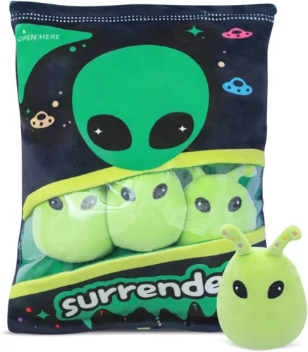 Nenalayo Muñeco de Peluche Una Bolsa de Juguete de Peluche Alienígena Almohada de Bocadillo Suave de Peluche Relleno Juguete de Peluche de Rendición
