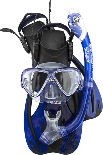 Cressi Kit de esnórquel junior para jóvenes de 3 a 10 años - Máscara + snorkel seco + aletas ajustables + bolsa de red - Equipo ligero y colorido -