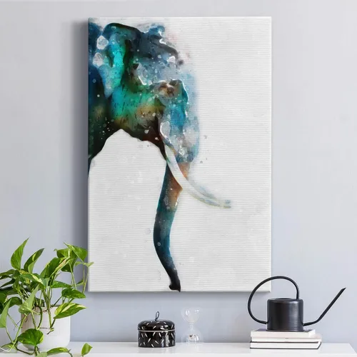 Miniatura 3 de Renditions Gallery Watercolor Elephant Gallery Wrapped Canvas Wall Art, 12x18, Black/White