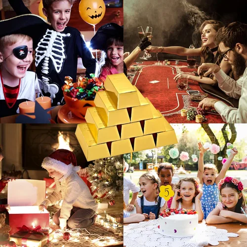 Miniatura 9 de UnicoPak Paquete de 30 cajas de regalo de fiesta de barra dorada, cajas de regalo doradas de papel de aluminio simulado, cajas de dulces decoradas