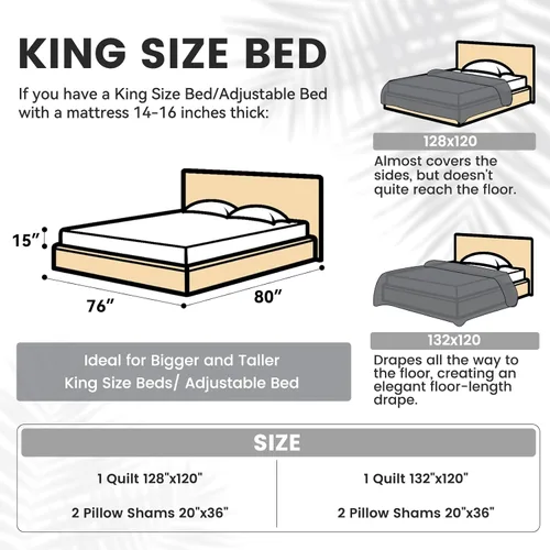 Miniatura 6 de Qucover Colcha tamaño King extragrande de 3 piezas de microfibra suave y ligera, con patrón de diamante, tamaño King ultrasónico con 2 fundas