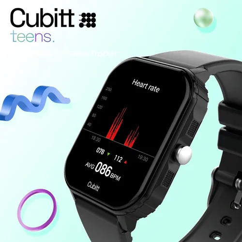 Miniatura 3 de Cubitt Teens - Reloj inteligente con rastreador fitness para adolescentes, con monitor de ritmo cardíaco, presión arterial, oxígeno en sangre, Negro