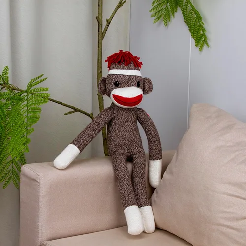 Miniatura 10 de Plushland Adorable mono calcetín de 8 pulgadas de alto, suave y realista, juguete de peluche de punto, para niños, bebés, adolescentes, niñas