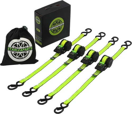 Miniatura 9 de STARLEAPARTS Correas de trinquete retráctiles (2 unidades) - Resistencia a la rotura de 1,500 libras, correas de trinquete resistentes con lazos