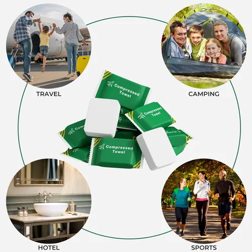 Miniatura 6 de Toalla desechable comprimida, toallas comprimidas desechables para la cara, tejido de monedas, paño portátil reutilizable para viajes, camping, 20