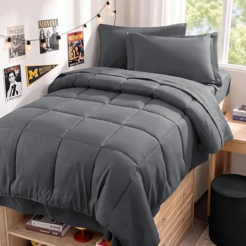 Miniatura 87 de JOLLYVOGUE Juego de edredón individual XL, cama ultrasuave en una bolsa, tamaño individual XL, 5 piezas, juego de ropa de cama certificado Oeko-TEX